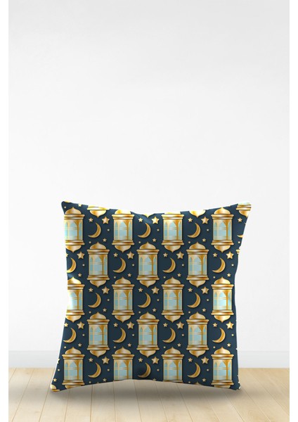 Çift Tarafı Dijital Baskılı Dekoratif Suni Deri Ramazan (Ramadan) Temalı Kırlent Kılıfı