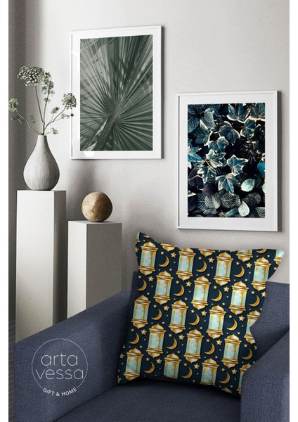 Çift Tarafı Dijital Baskılı Dekoratif Suni Deri Ramazan (Ramadan) Temalı Kırlent Kılıfı fiyatları