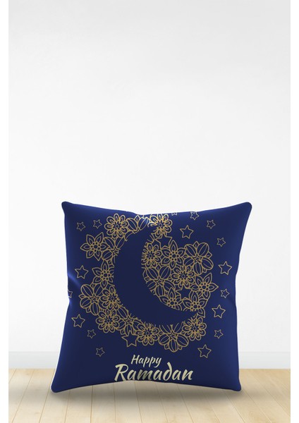 Çift Tarafı Dijital Baskılı Dekoratif Suni Deri Ramazan (Ramadan) Temalı Kırlent Kılıfı