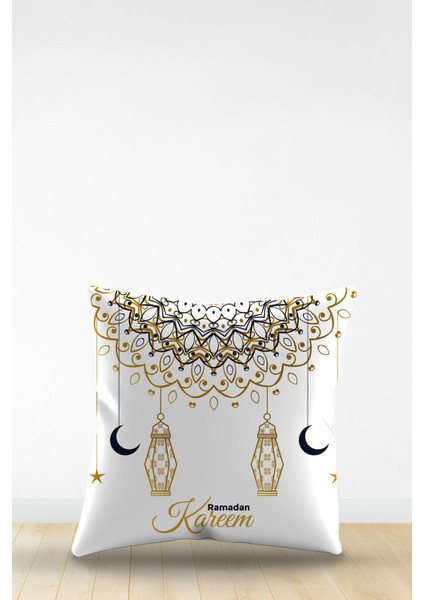 Çift Tarafı Dijital Baskılı Dekoratif Suni Deri Ramazan (Ramadan) Temalı Kırlent Kılıfı