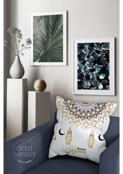 Çift Tarafı Dijital Baskılı Dekoratif Suni Deri Ramazan (Ramadan) Temalı Kırlent Kılıfı fiyatları
