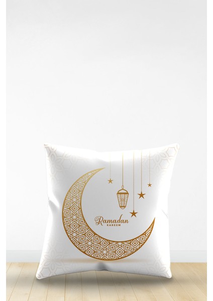 Çift Tarafı Dijital Baskılı Dekoratif Suni Deri Ramazan (Ramadan) Temalı Kırlent Kılıfı