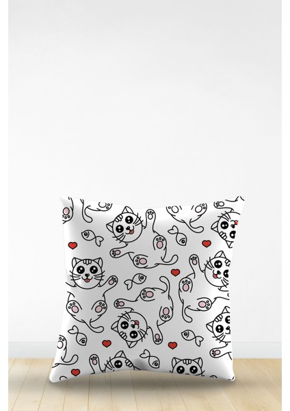 Çift Tarafı Dijital Baskılı Dekoratif Suni Deri Kırlent Kılıfı