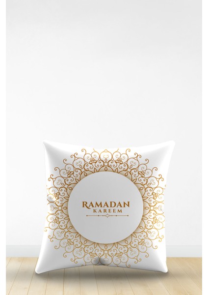 Çift Tarafı Dijital Baskılı Dekoratif Suni Deri Ramazan (Ramadan) Temalı Kırlent Kılıfı