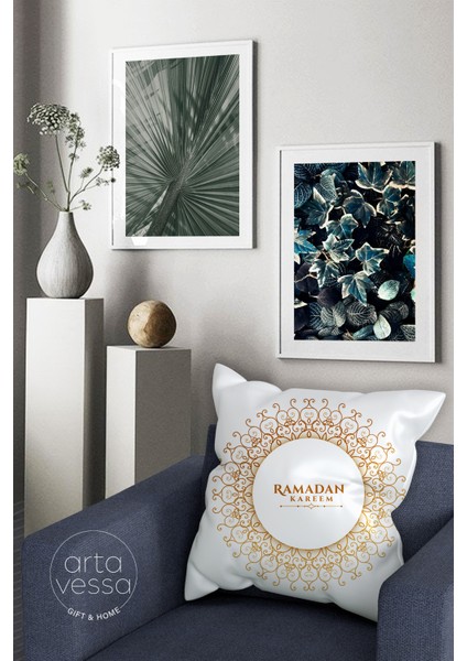 Çift Tarafı Dijital Baskılı Dekoratif Suni Deri Ramazan (Ramadan) Temalı Kırlent Kılıfı fiyatları