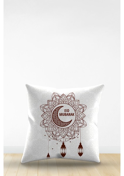 Çift Tarafı Dijital Baskılı Dekoratif Suni Deri Ramazan (Ramadan) Temalı Kırlent Kılıfı