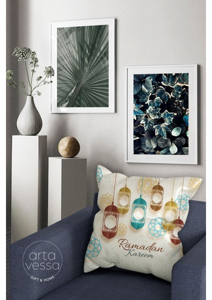 Çift Tarafı Dijital Baskılı Dekoratif Suni Deri Ramazan (Ramadan) Temalı Kırlent Kılıfı fiyatları