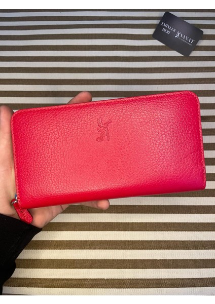 SL-2132 Deri Şık Portföy Fermuarlı Kadın Cüzdanı 19,5cm×10,5cm Sanat Leather