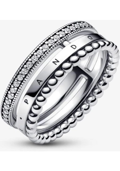 Signature Logo Pavé ve Boncuklu Yüzük