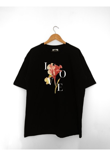 Oversize Pamuk Çiçek Love T-Shirt