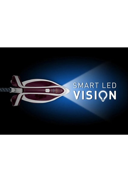 Premium Pro Express Vision LED Işıklı, 8,3 Bar Yüksek Basınçlı 680G/DK Ultra Güçlü 2401 W Buhar Kazanlı Ütü, Luciole Beyaz Lambader