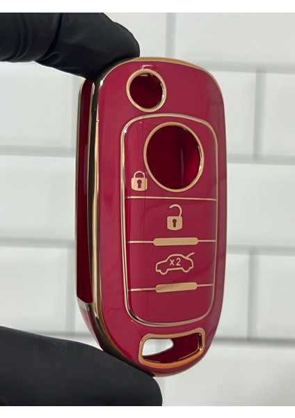 Fiat Egea Sustalı Nano Anahtar Kılıfı Kırmızı
