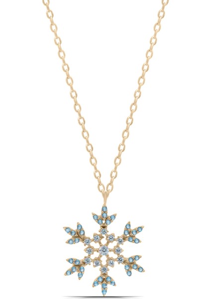 Kar Tanesi Mavi Taşlı 925 Ayar Gümüş Kadın Kolye