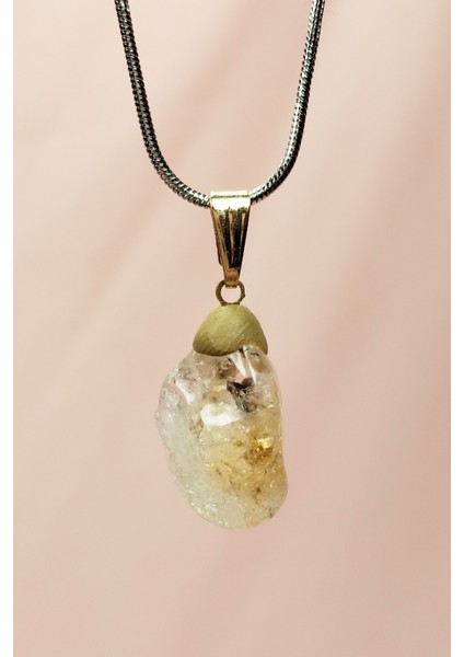 Sitrin Doğal Taşı Zincirli El Yapımı Kolye Uç: 2 cm Zincir: 20 cm Kutulu modelleri