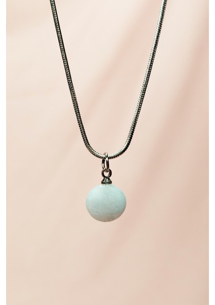 Kalsedon Doğal Taşı Zincirli El Yapımı Kolye Uç: 1,5 cm Zincir: 20 cm Kutulu modelleri
