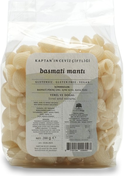 Glütensiz ve Vegan Basmati Pipe Rigate Mantı  (200 G)