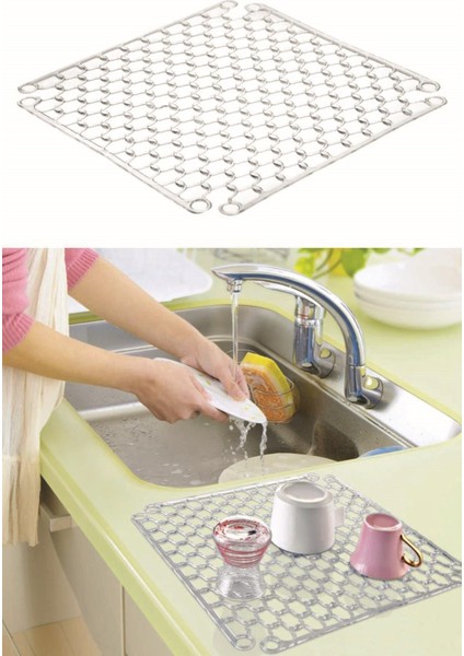 Main Shop Lavabo ve Buzluk Matı Lavabo Halısı 32 cm x 32 cm Şeffaf Mat modelleri