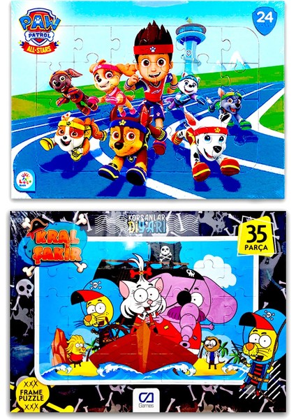 Paw Patrol (Pati Devriyesi) ve Kral Şakir 2 Li Frame Puzzle/yapboz