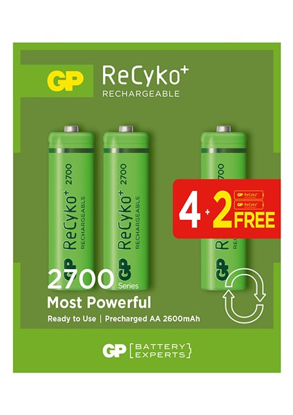 Gp Recyko 2600 Mah Aa Kalem 6lı Şarjlı Pil 4+2 Paket Fiyatı