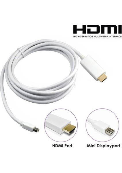 3 Metre Mini Displayport To HDMI Kablo Thunderbolt Macbook Tv Bağlantı - 3m