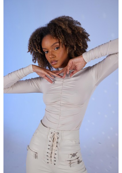 Draped Bluz Ekru