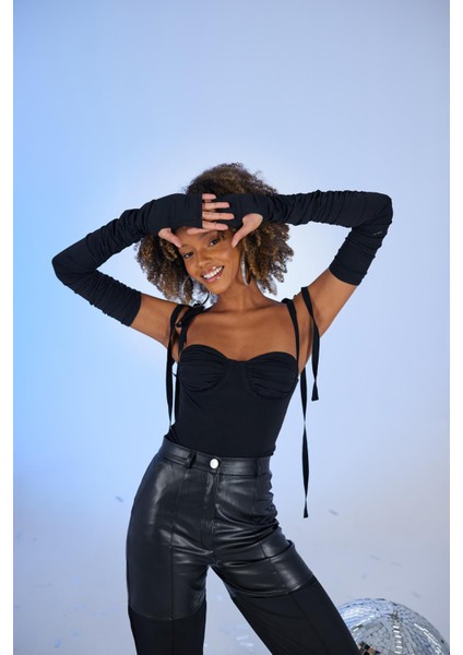 Ribbon Bodysuit Siyah