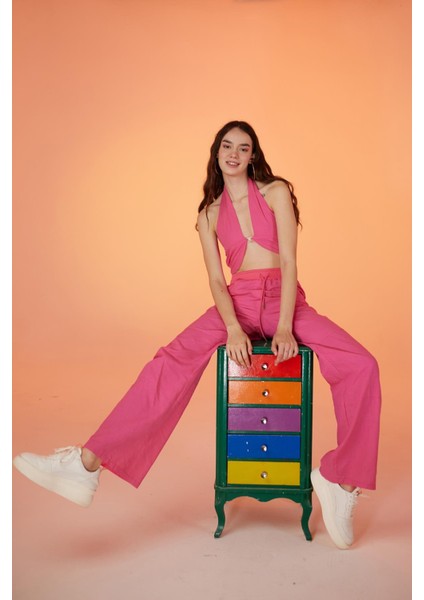 Rise Pantolon Pembe