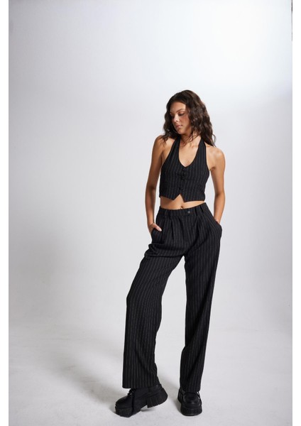 Striped Pantolon Siyah modelleri