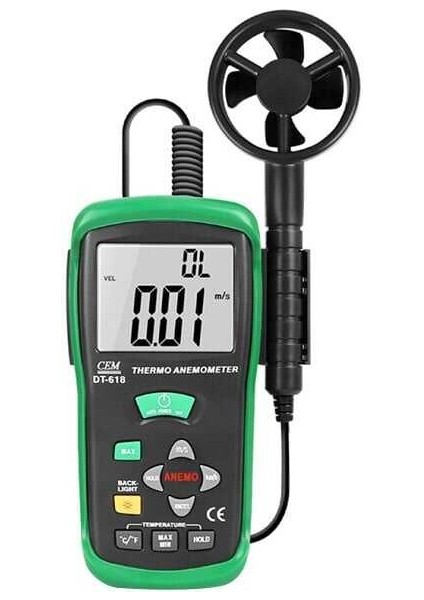 Cem DT618 Rüzgar Hızı ve Sıcaklık Ölçer Anemometre