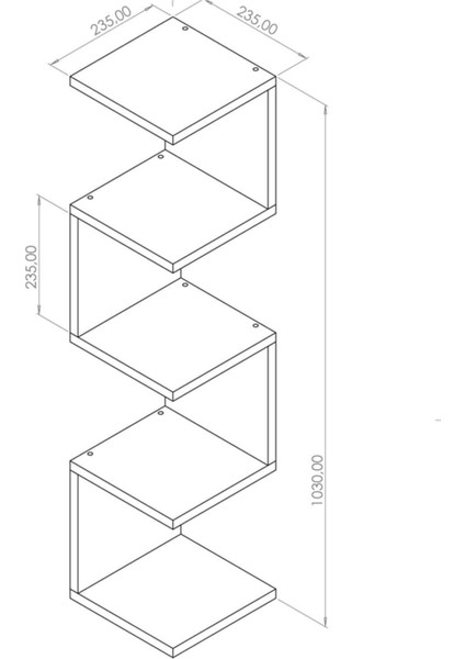 Maya Style Ahşap House Contra Beyaz Zig-Zag Köşe Duvar Rafı