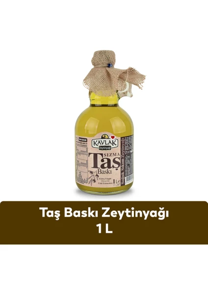 Kavlak Taş Baskı Zeytinyağı 1 Lt Gallone Cam Şişe