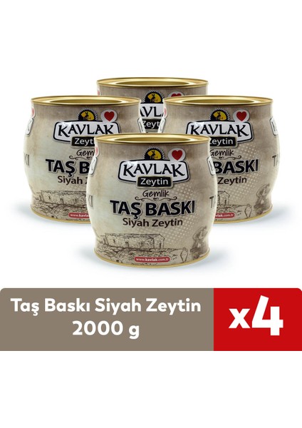 Kavlak Taş Baskı Gemlik Siyah Zeytin 2 kg x 4'lü