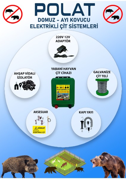 220V Adaptörlü Pro 2000 Metre (20-25 Dönüm) Elektrikli Çit