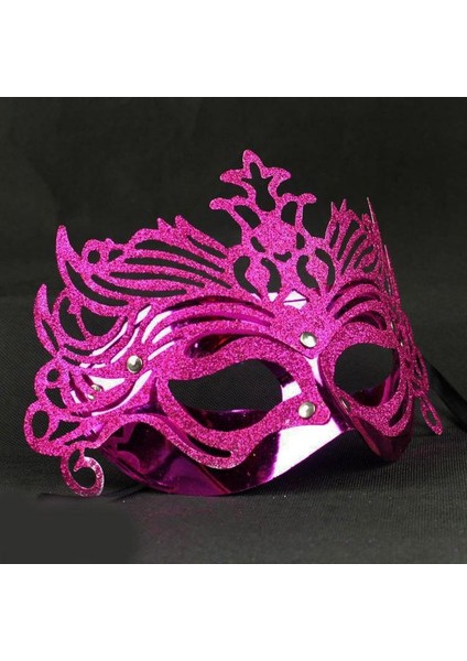 Metalik Fuşya Pembe Renk Masquerade Kelebek Simli Parti Maskesi 23X14 cm