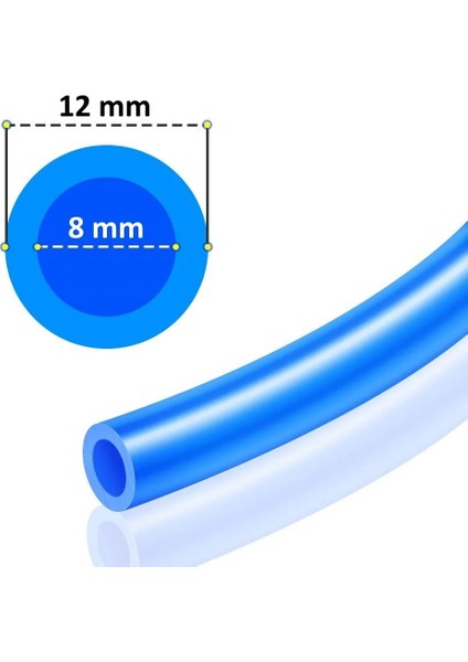 Poliüretan Hortum 8x12mm - Pnömatik Mavi - 1 Metre