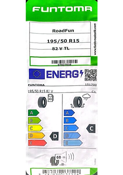 195/50 R15 82V Roadfun Oto Yaz Lastiği (Üretim Yılı: 2024)