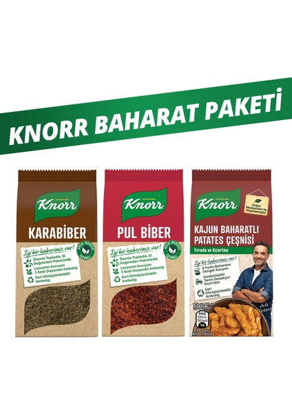 Kajun Baharatlı Patates Çeşnisi 60G X1 + Pul Biber 65G X1 + Karabiber 60G X1