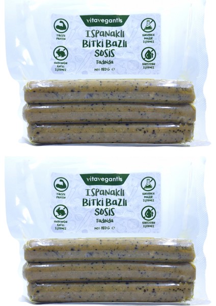 Ispanaklı Vegan Sosis 180 gr 2 Adet