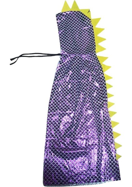 Halloween Mor Renk Varaklı Kapüşonlu 75 cm Çocuk Dinozor Pelerini