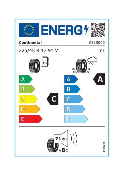 225/45 R17 91V Fr Premiumcontact 7 Oto Yaz Lastiği (Üretim Yılı: 2024)