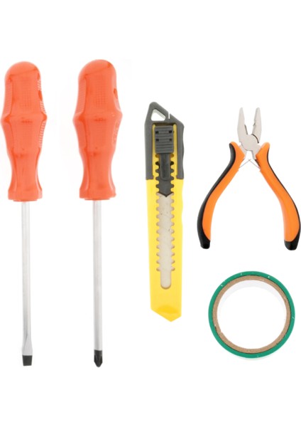 Yıldız Tornavida , Düz Tornavida , Mini Pense , Maket Bıçağı , Izole Bant , Alet Seti 1003 5 Parça