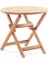 Truva 80X75 cm Iroko Katlanabilir Yuvarlak Bahçe Balkon Mutfak Teras Masası 1
