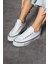 Beyaz Keten [yüksek Taban (4 Cm)] Günlük Kısa Sneaker 4