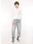 Bisiklet Yaka Beyaz Erkek T-Shirt DT10495_SLIM Fit Uzun Kollu Yarım 3
