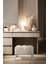 Vetra Mini Royal Krem Kumaş Sandıklı Puf Gümüş Ayak Dekoratif Bench 1
