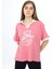 Pembe Ayıcık Baskılı Yakalı Oversize Kız Tişört 17819 1
