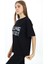 Siyah Leopar Desenli Yazılı Bisiklet Yaka Kız T-Shirt 17779 2