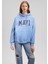 Logo Baskılı Kapüşonlu Mavi Sweatshirt 1600361-70856 2