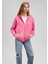 Fermuarlı Kapüşonlu Pembe Basic Sweatshirt 1611775-71095 2