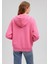 Fermuarlı Kapüşonlu Pembe Basic Sweatshirt 1611775-71095 4